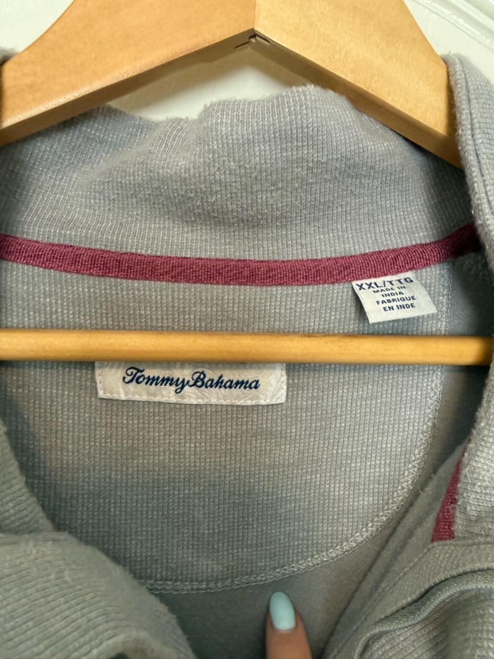 Tommy Bahama Light Gray Shirt Jacket with Wine Trim